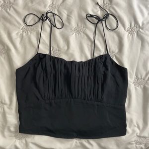 Black Cropped Ruched Cami